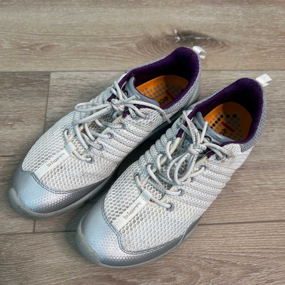 Ecco Women's Silver and Cream Sneakers - Picture 12 of 12